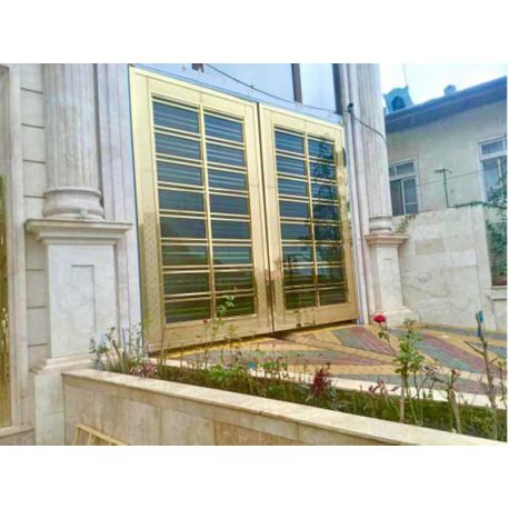 steel garage door | درب حیاطی استیل طلایی ورودی ساختمان