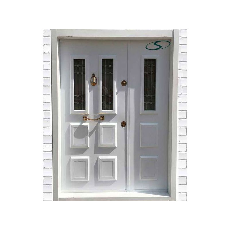 درب ضد سرقت دولنگه شیشه خور سفید