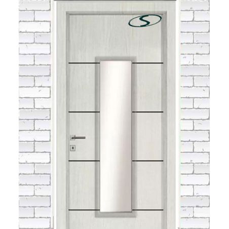 درب پلی وود شیشه دار سفید