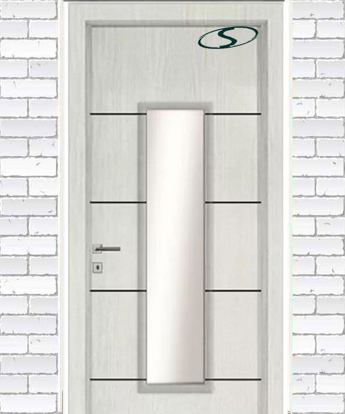 درب پلی وود شیشه خور سفید ساده