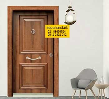 درب ضد سرقت ایرانی با رویه چوب راش طبیعی